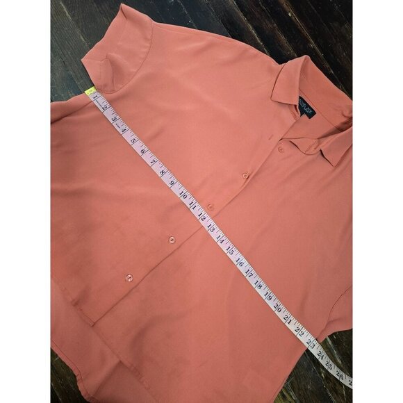 Rachel Zoe Orange Boxy Loose Button Down Shirt - Picture 9 of 11